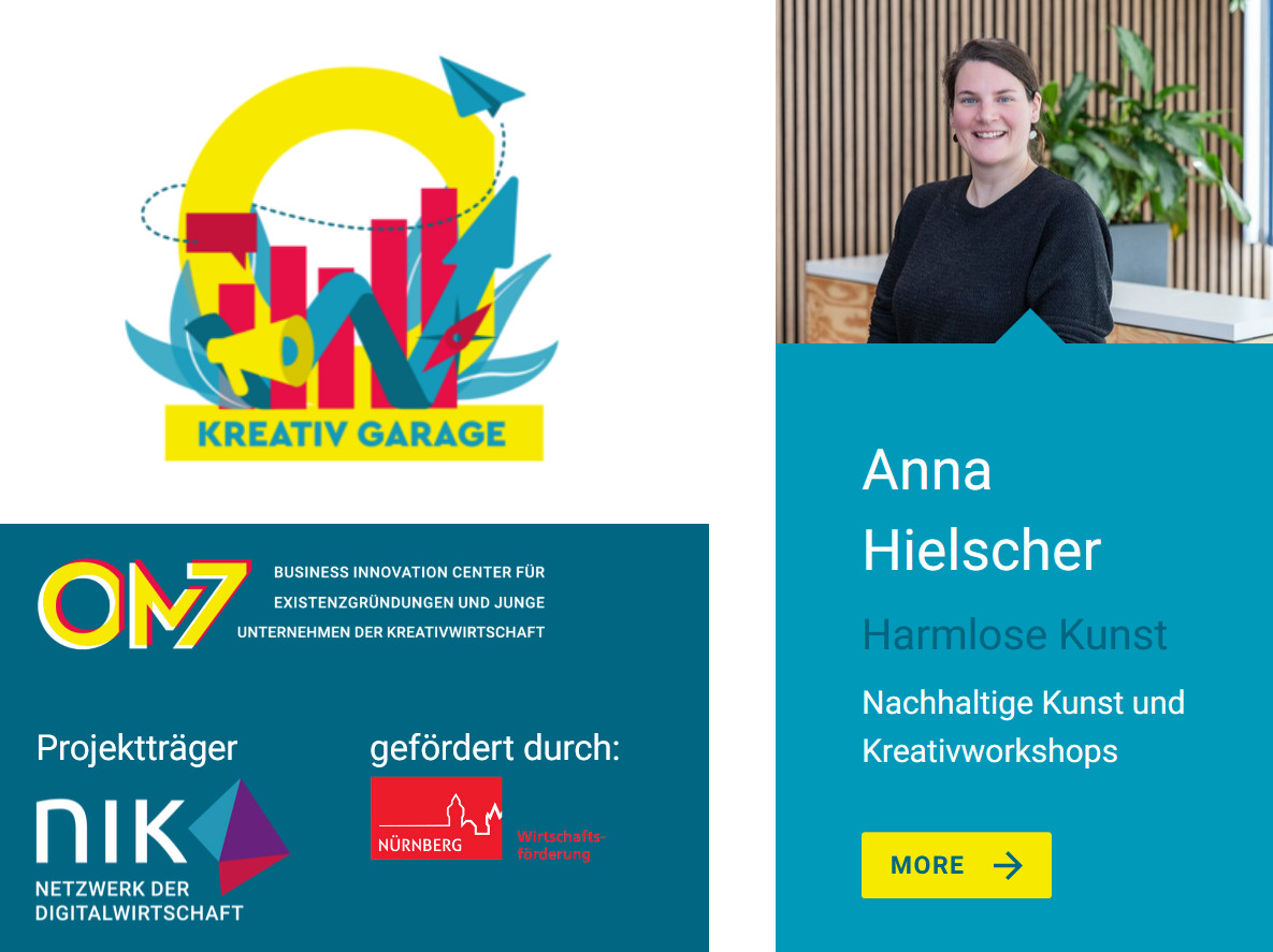 Screenshot von Website des Projektes OM/ Kreativgarage Anna Hielscher Harmlose Kunst