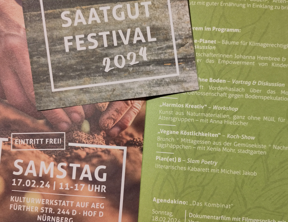 Foto vom Flyer des Saatgutfestivals. Anna Hielscher Harmlose Kunst